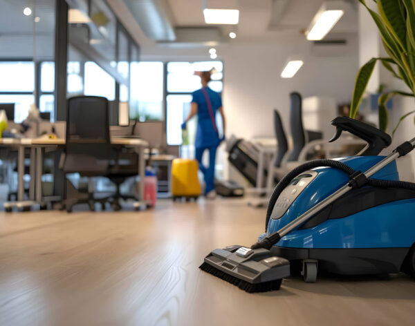 Office cleaning, mop for cleaning and clean floor. concept template for advertising cleaning, office cleaning, sanitary conditions with space for text