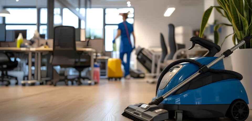 Office cleaning, mop for cleaning and clean floor. concept template for advertising cleaning, office cleaning, sanitary conditions with space for text